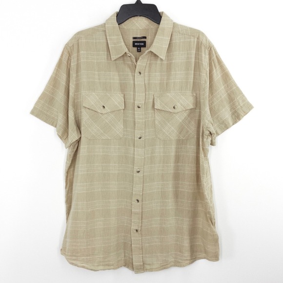 Brixton Other - Brixton Men's XL Memphis Larkstone Linen Blend Plaid Button Shirt Tan SS